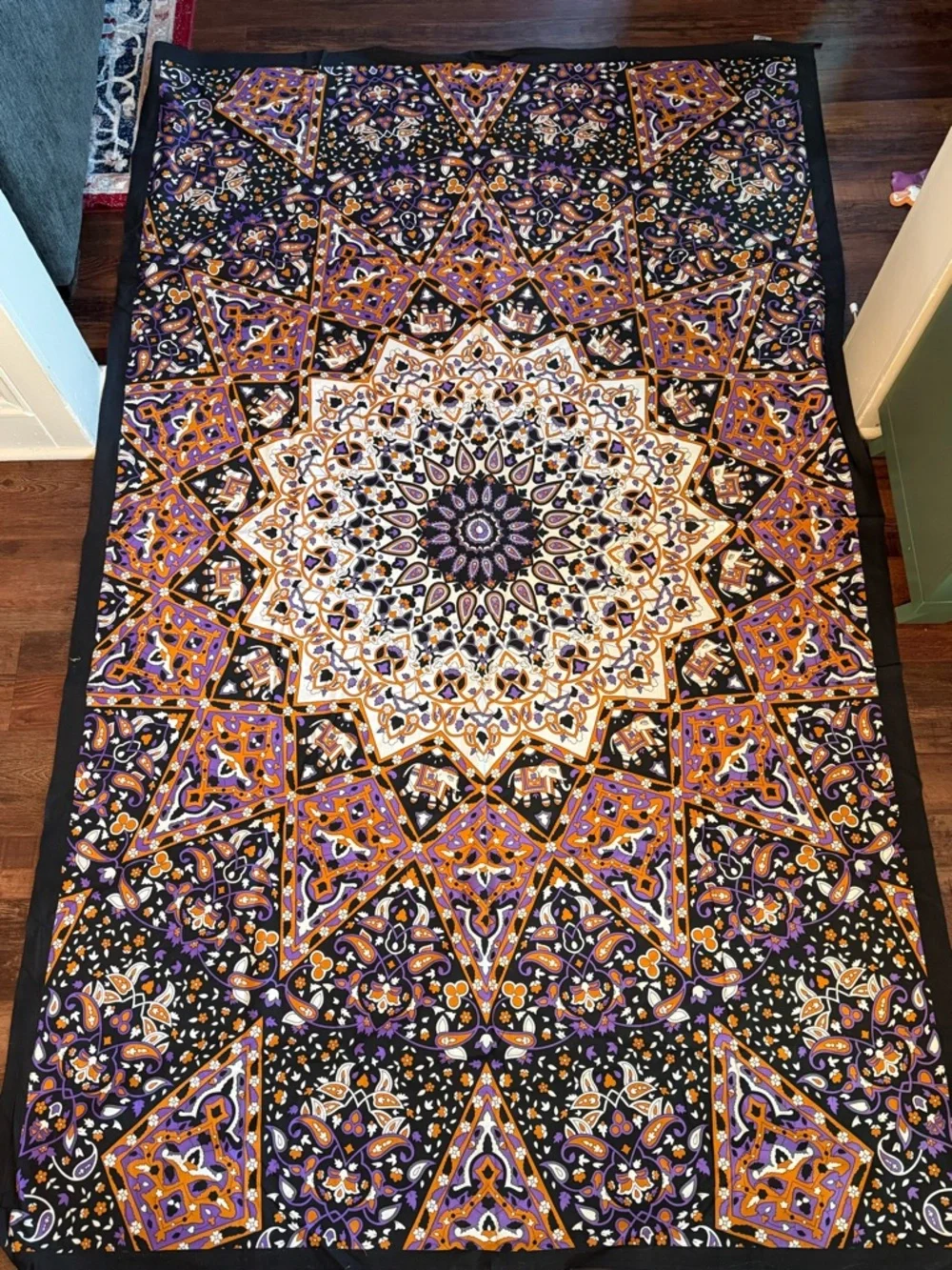 Bohemian Mandala Tapestry Wall Hanging - Purple, Orange, Black